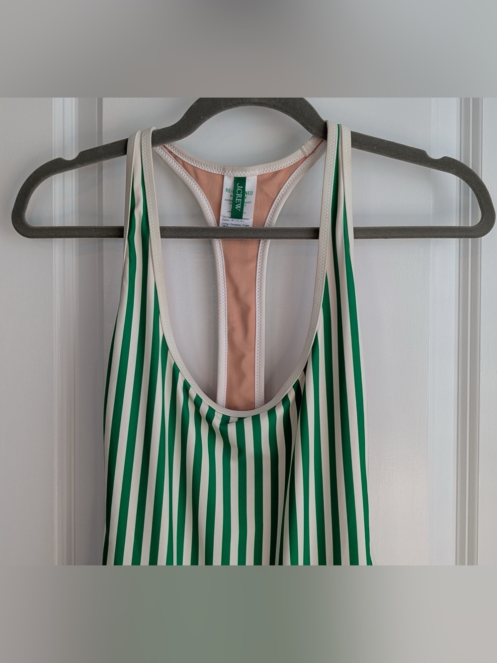 J. Crew Racerback One-piece Swimsuit in Stripe Kelly Green Size 6 - Picture 4 of 13